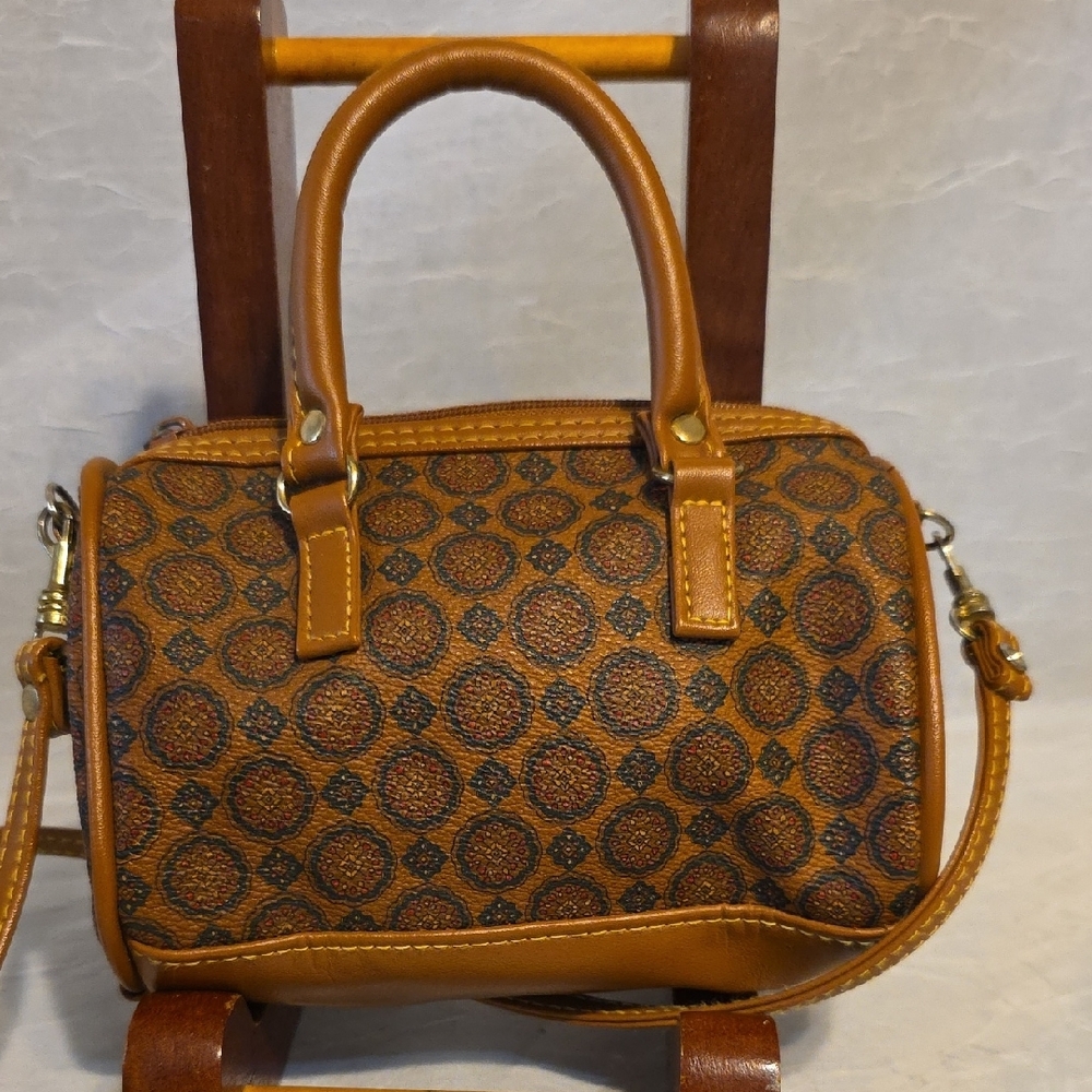 Chic Tan Mini Bag with Patterned Design - 48 Inch Strap - Picture 4 of 11